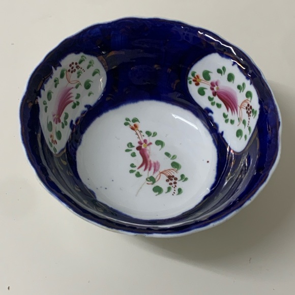 19th Century Vintage Gaudy Welsh Feather Pattern Lusterware Waste Slop Bowl - Picture 12 of 15